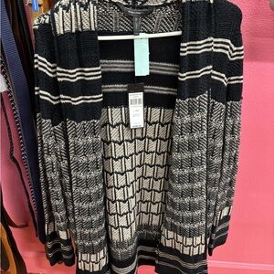 BCBG Black and Cream Patterned Cardigan